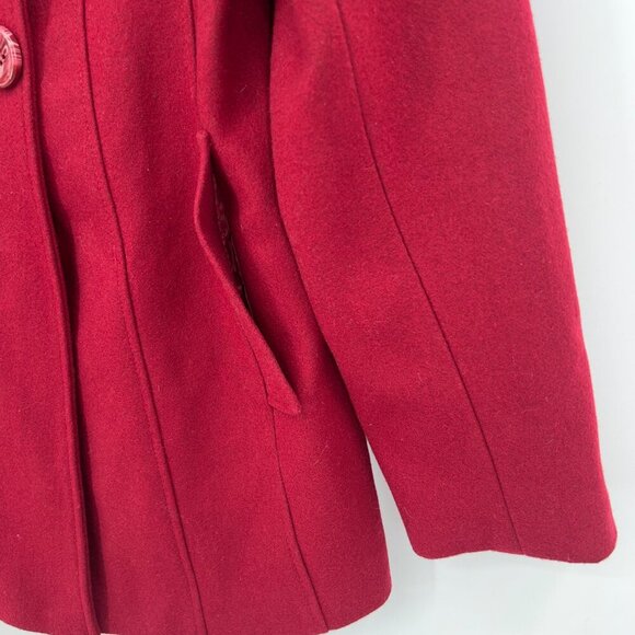 Steve Madden Red Wool Blend Double-Breasted Peacoat Jacket Women’s Size L - Picture 4 of 14